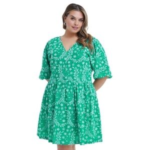 NWT Draper James Green and White Floral Midi Dress Size XL